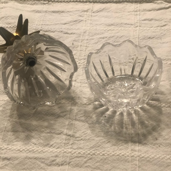 Vintage Crystal Cut Glass and Brass Pineapple Jar - Picture 5 of 7